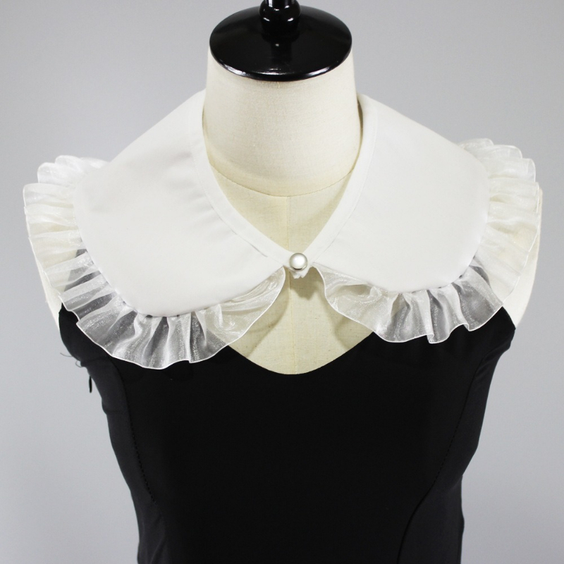 Shirts - Women Detachable Fake Collar, Organza Ruffled