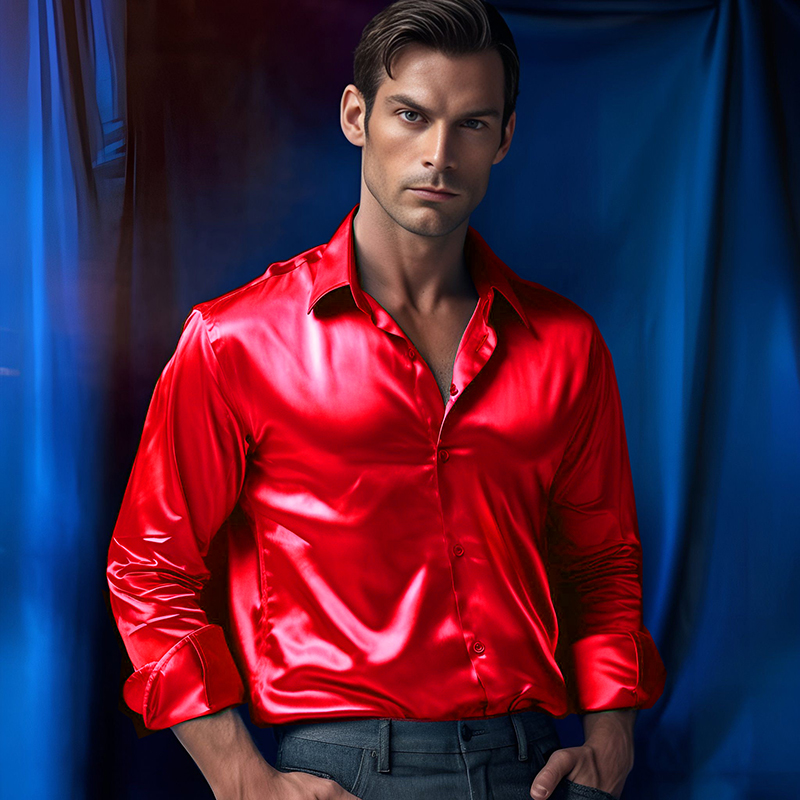 Men's Satin Luxury Dress Shirt - Mens Satin Silk Dress Shirt ulasan dan harga