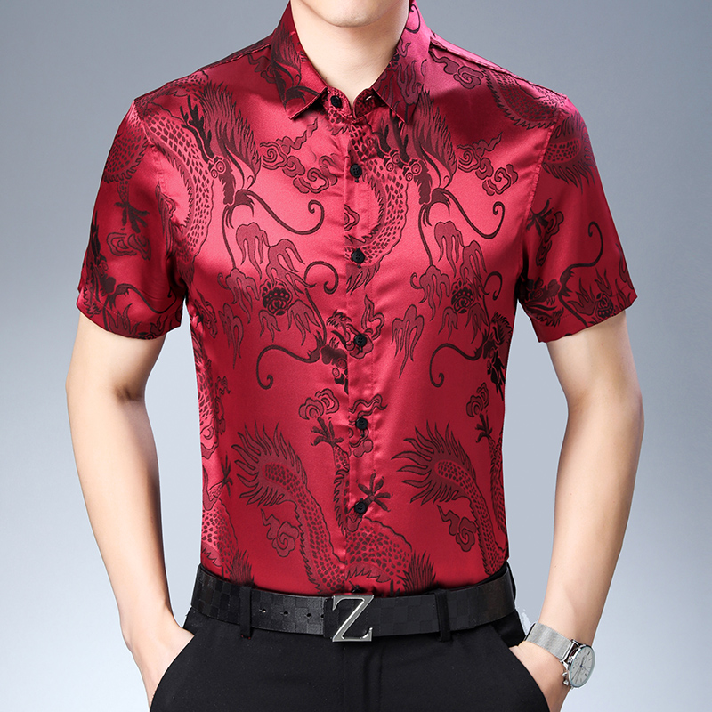 Mens Fashion Pattern Silk Shir - Mens Satin Silk Dress Shirt ulasan dan harga