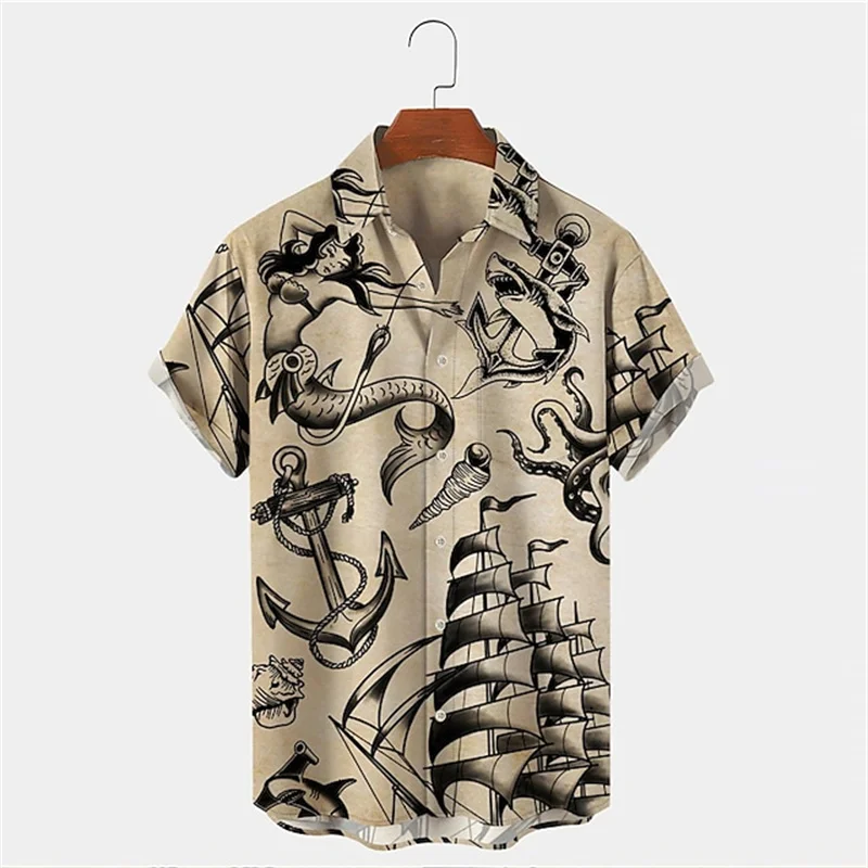 Men Summer Lapel Short Sleeve  - Vintage Hawaiian Floral Shirt ulasan dan harga