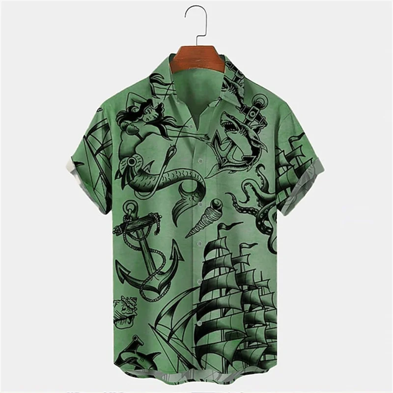 Men Summer Lapel Short Sleeve  - Vintage Hawaiian Floral Shirt ulasan dan harga