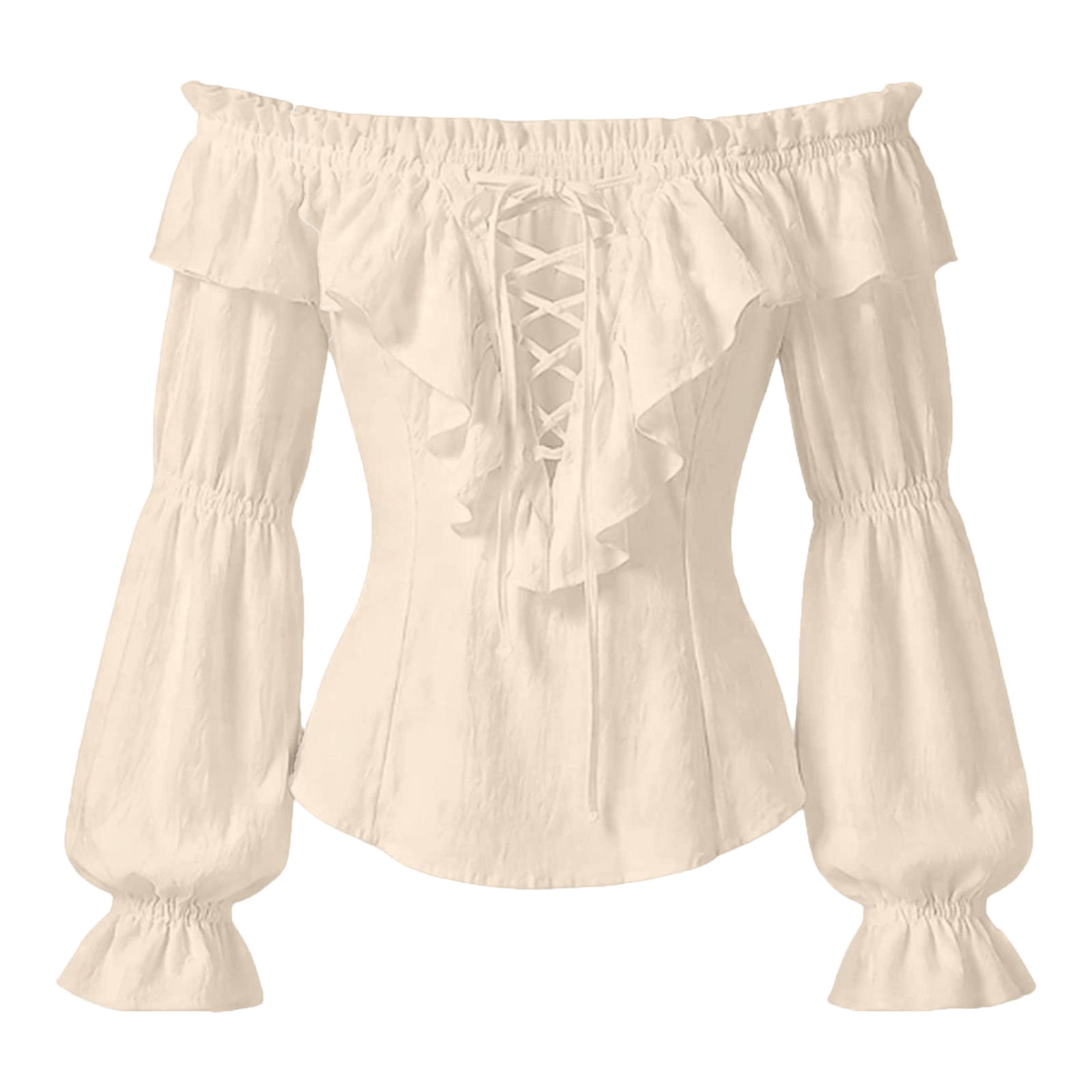 Women Pirate Shirt Renaissance - Medieval Gothic Lace Up Pirate Shirt ulasan dan harga