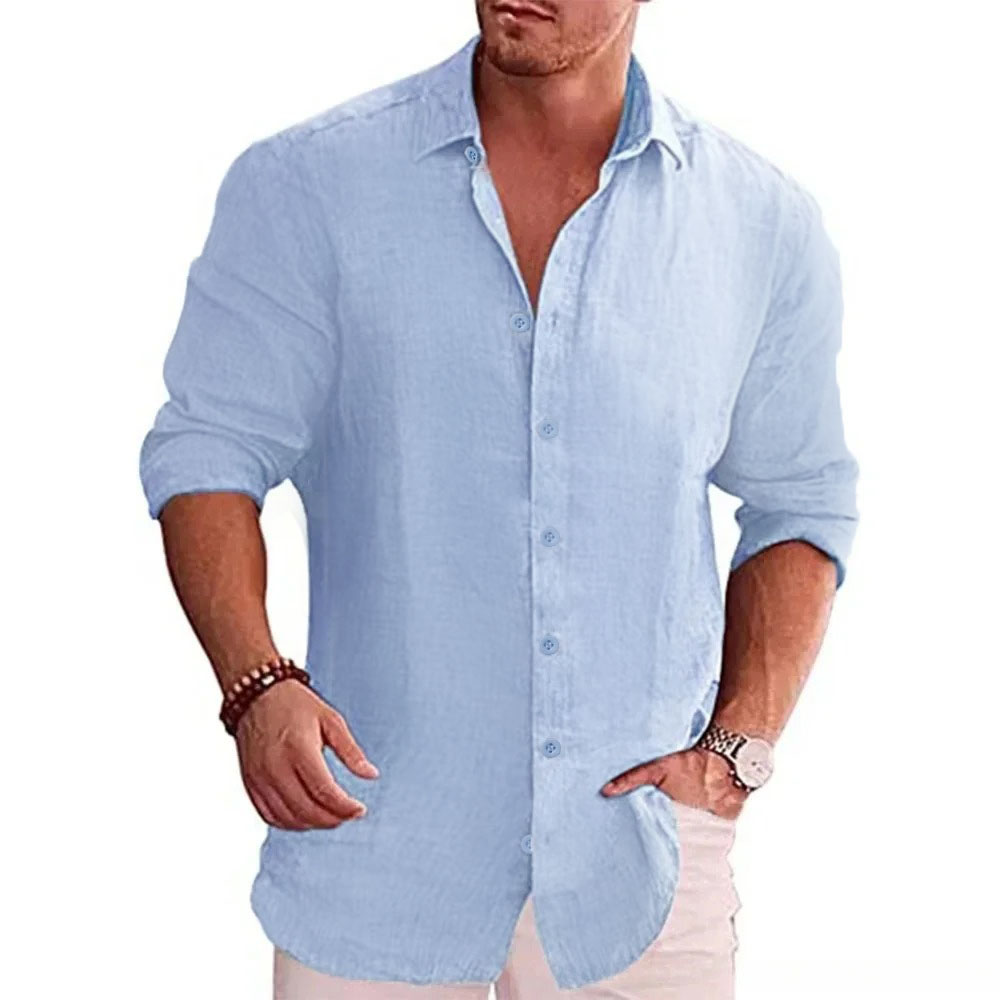 Cotton Linen Autumn Hot Sellin - Mens Linen Shirt Long Sleeve ulasan dan harga