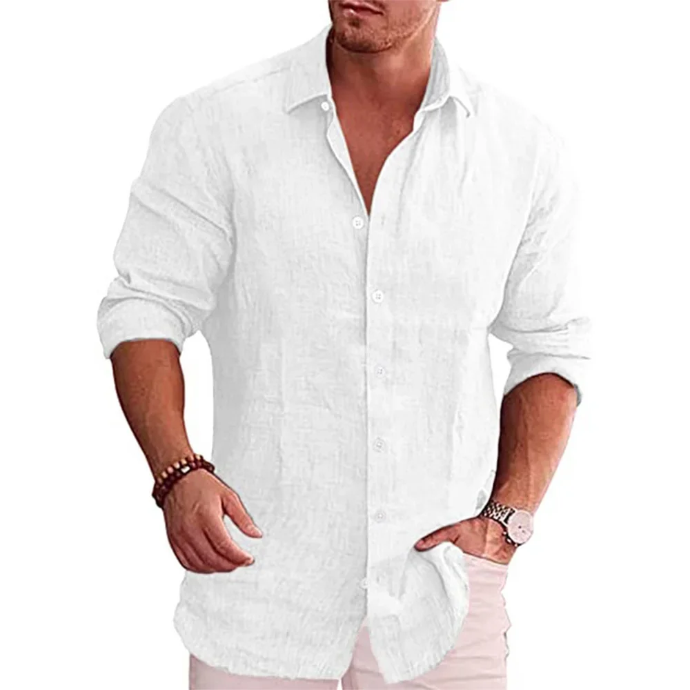 Cotton Linen Autumn Hot Sellin - Mens Linen Shirt Long Sleeve ulasan dan harga