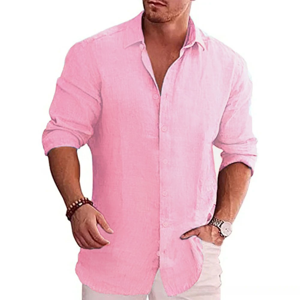 Cotton Linen Autumn Hot Sellin - Mens Linen Shirt Long Sleeve ulasan dan harga