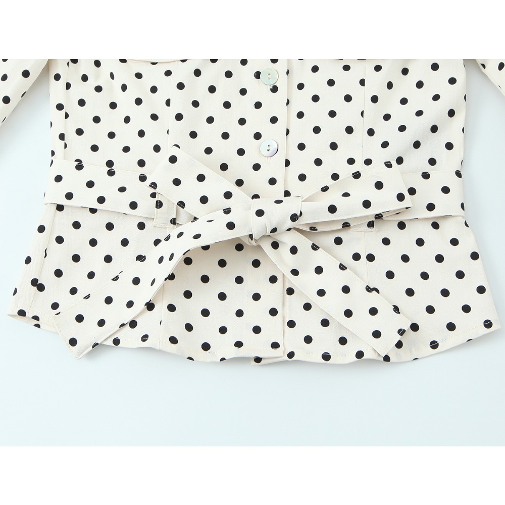 Elegant Chic Fitted Polka Dot  - Jackets ulasan dan harga