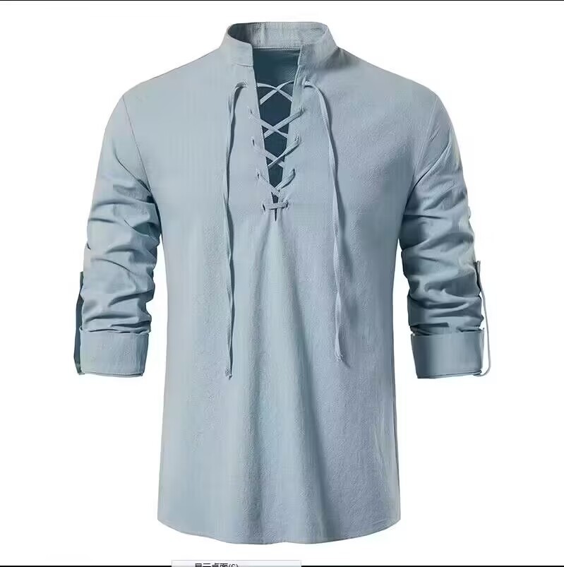 Mens Pirate Shirt Viking Retro - Medieval Gothic Lace Up Pirate Shirt ulasan dan harga