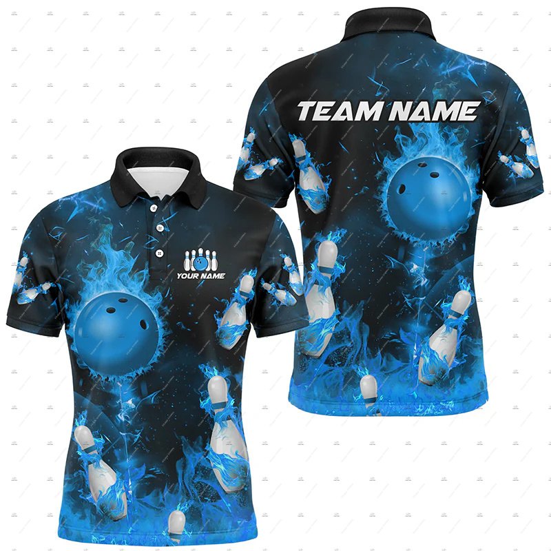 Custom Name Bowling Skull Flam - Short Sleeve Bowling Shirt Retro ulasan dan harga