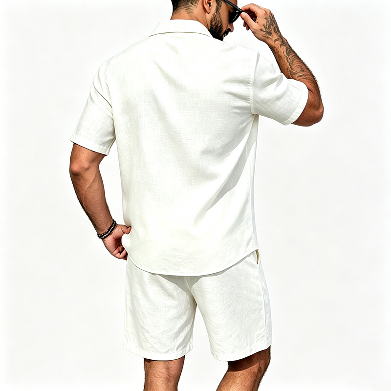 Men Linen Two Piece Outfit Sho - Mens Linen Shirt Long Sleeve ulasan dan harga