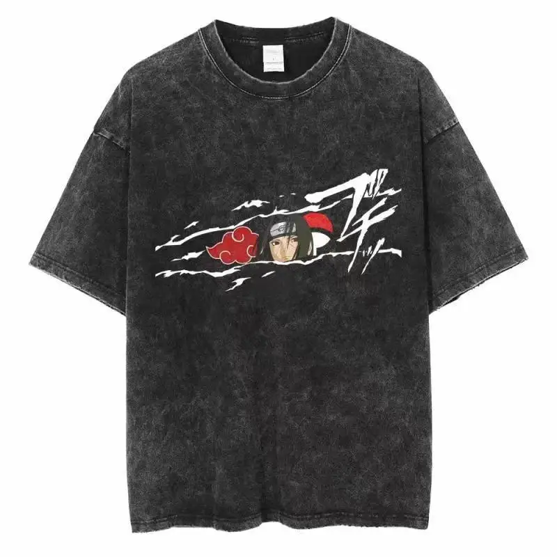 distressed wash T Shirt Naruto - Acid Wash Vintage Graphic T Shirt ulasan dan harga