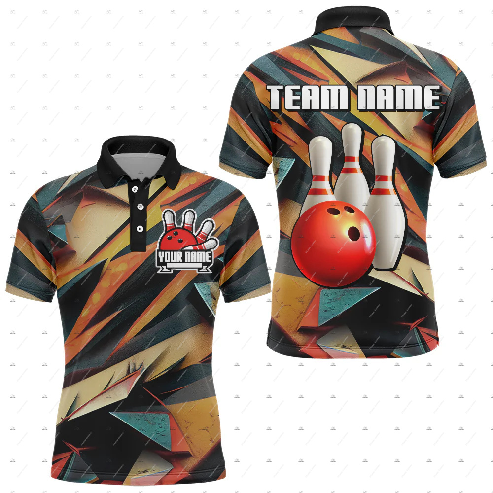 Custom Name Bowling Skull Flam - Short Sleeve Bowling Shirt Retro ulasan dan harga