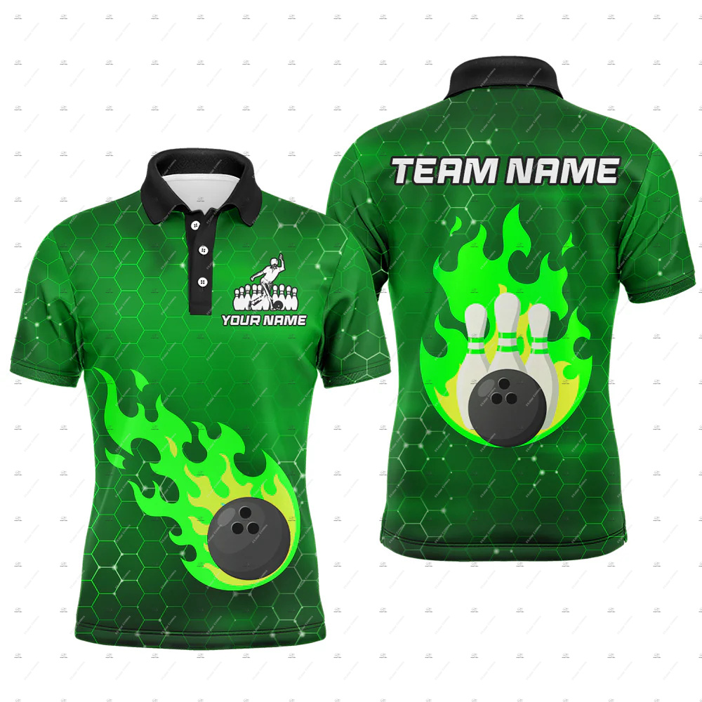 Custom Name Bowling Skull Flam - Short Sleeve Bowling Shirt Retro ulasan dan harga