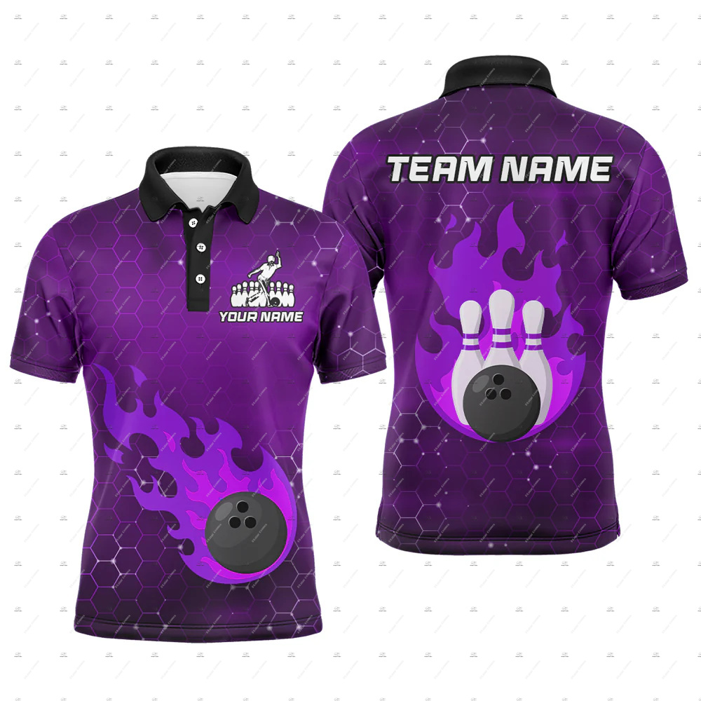 Custom Name Bowling Skull Flam - Short Sleeve Bowling Shirt Retro ulasan dan harga