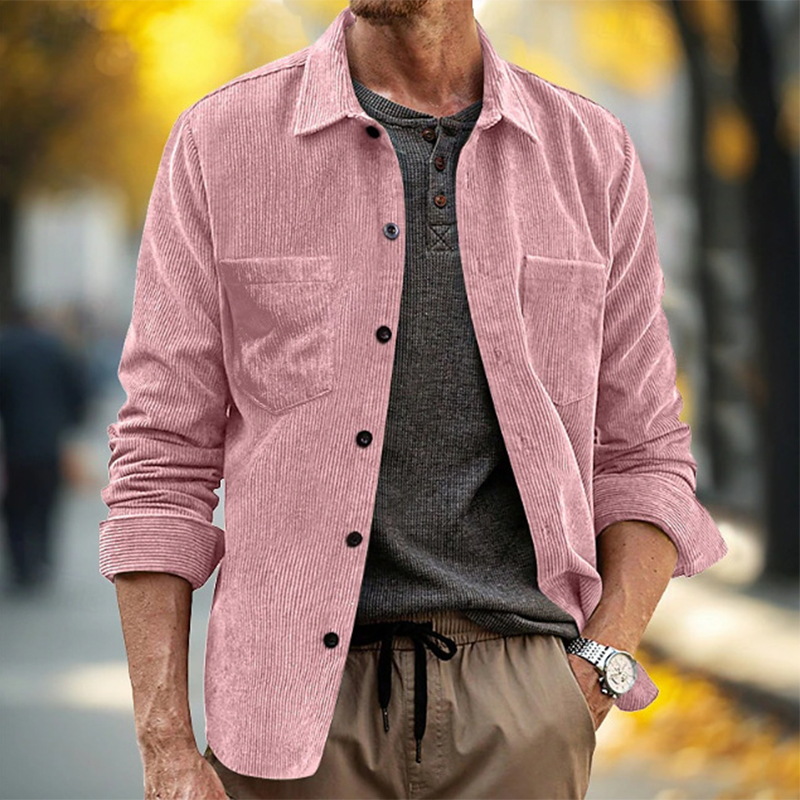 Spring Fall Daily Leisure Mens - Corduroy Button Up Shirt Men ulasan dan harga