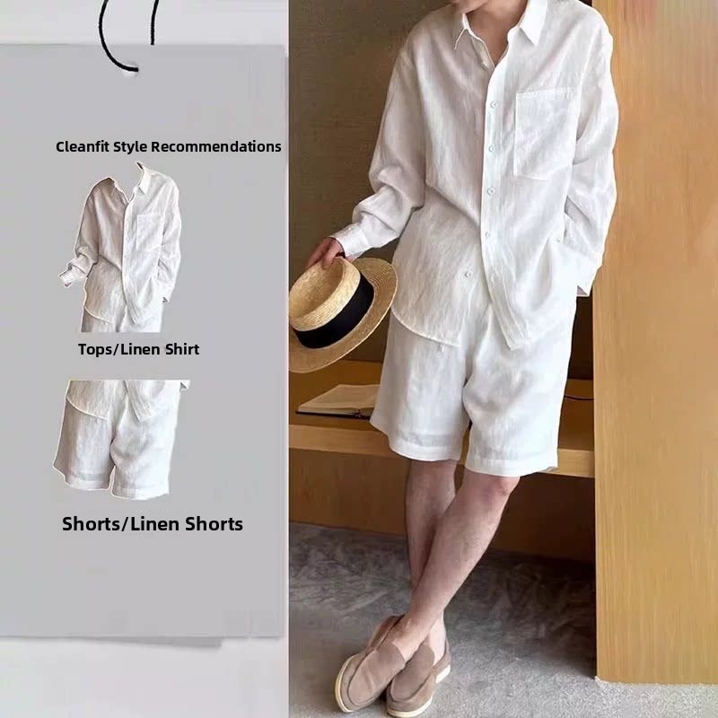 Lightweight Breathable Cotton  - Mens Linen Shirt Long Sleeve ulasan dan harga