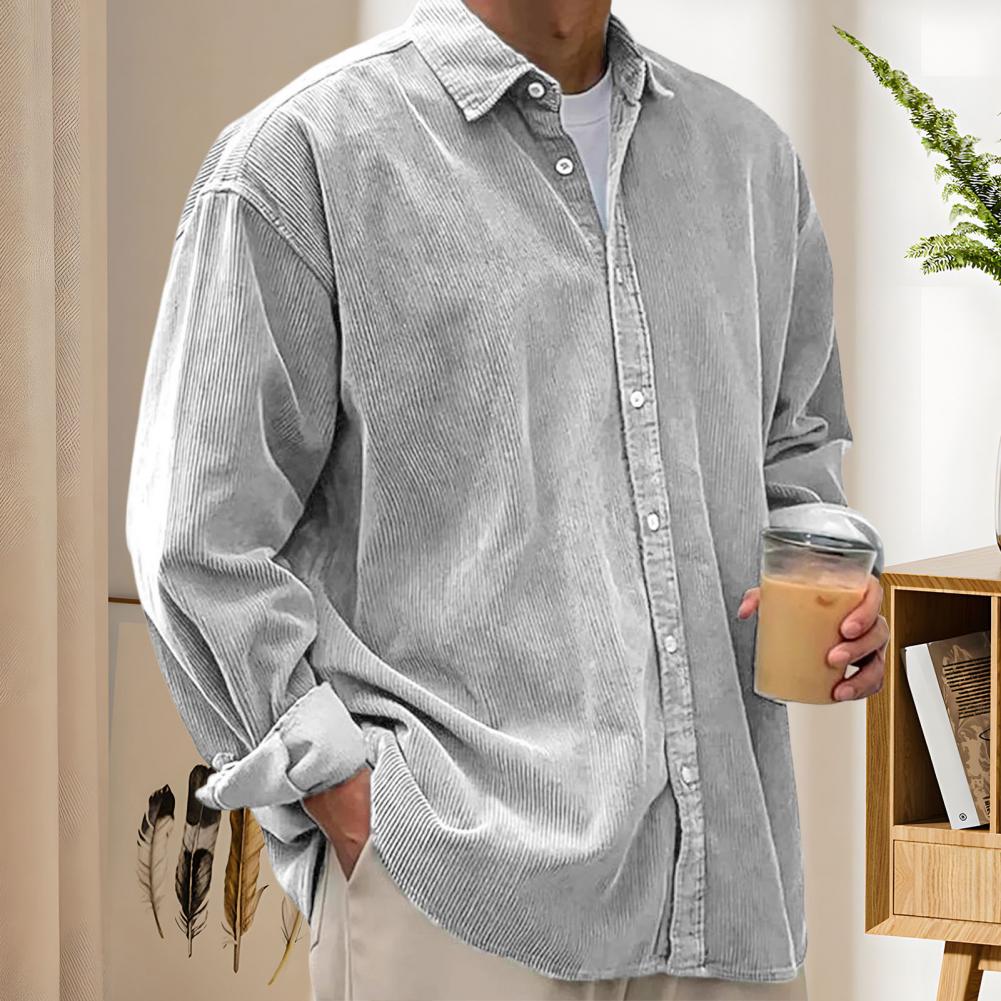Outdoor Casual Mens Solid Colo - Corduroy Button Up Shirt Men ulasan dan harga