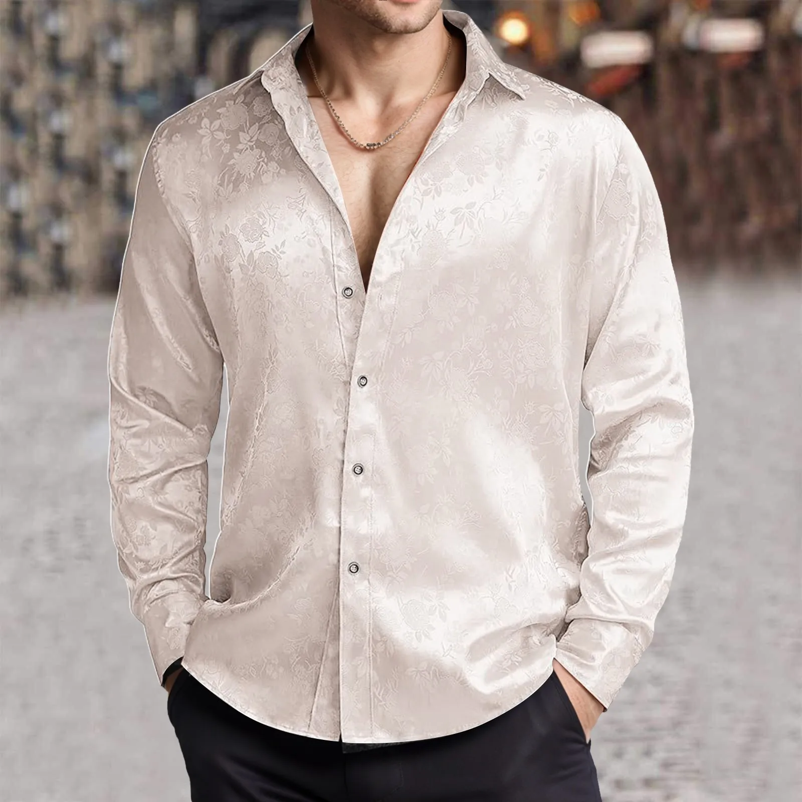 Mens Imitation Silk Satin Dres - Mens Satin Silk Dress Shirt ulasan dan harga