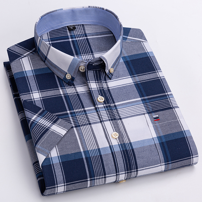 Quality Men Shirt Short Sleeve - Oxford Cotton Casual Shirt Business ulasan dan harga