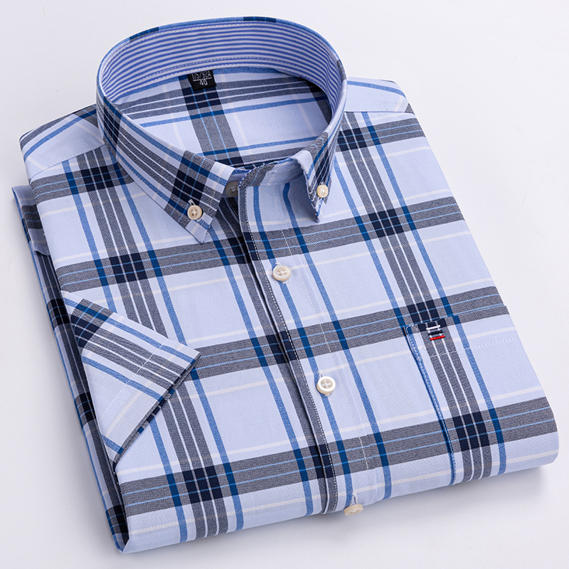 Quality Men Shirt Short Sleeve - Oxford Cotton Casual Shirt Business ulasan dan harga