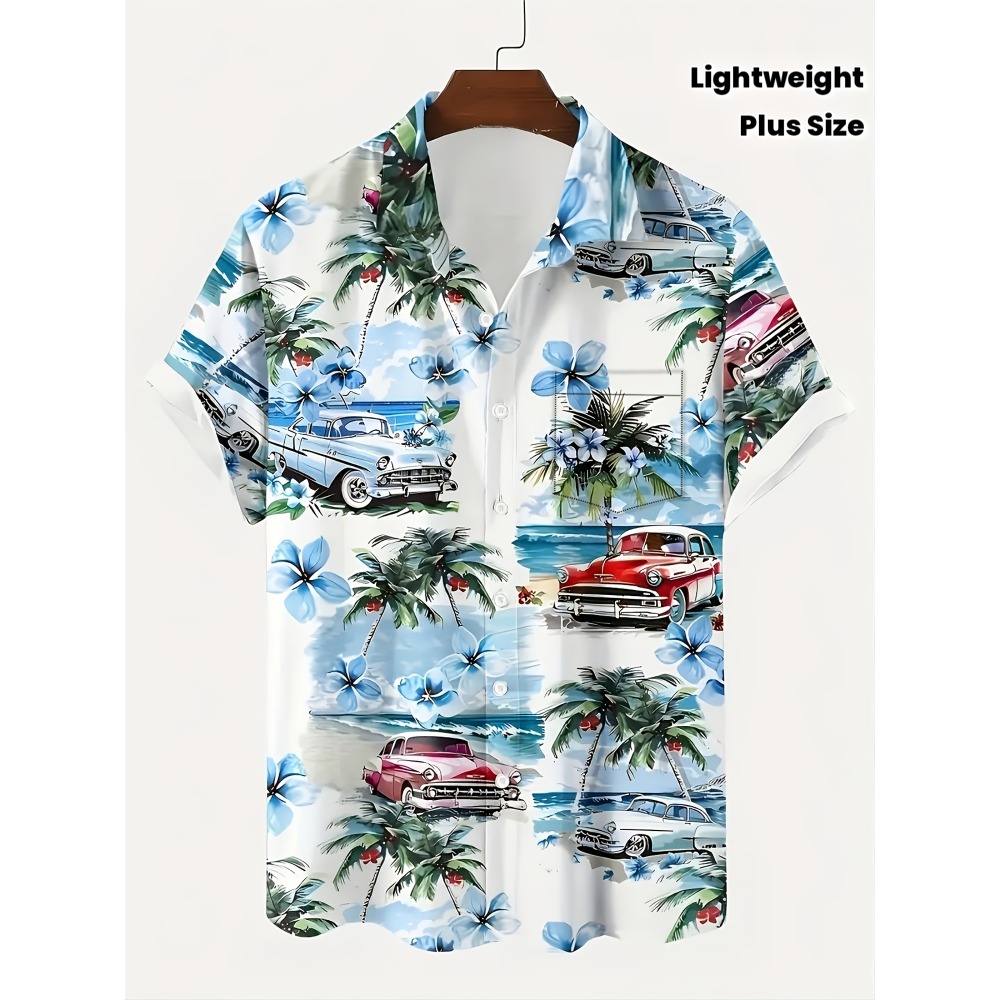 Men Vintage Classic Car Palm T - Vintage Hawaiian Floral Shirt ulasan dan harga