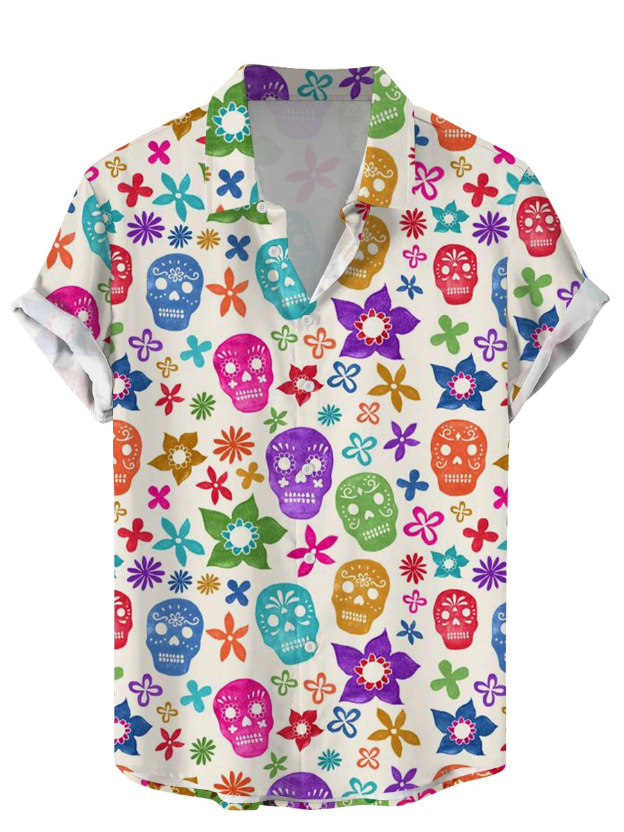 Vintage Skull Floral Men's Shi - Vintage Hawaiian Floral Shirt ulasan dan harga