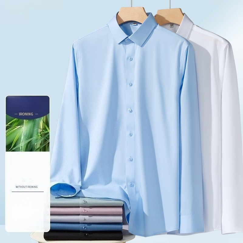 Men's Bamboo Fiber Long Sleeve - Breathable Bamboo Fiber Shirt Non Iron ulasan dan harga