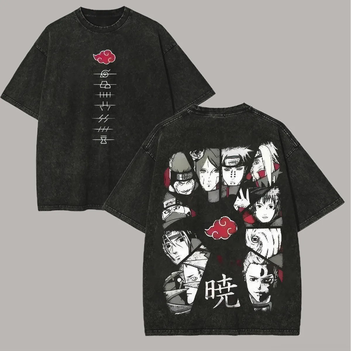 Akatsuki T Shirt Naruto Men Ac - Acid Wash Vintage Graphic T Shirt ulasan dan harga
