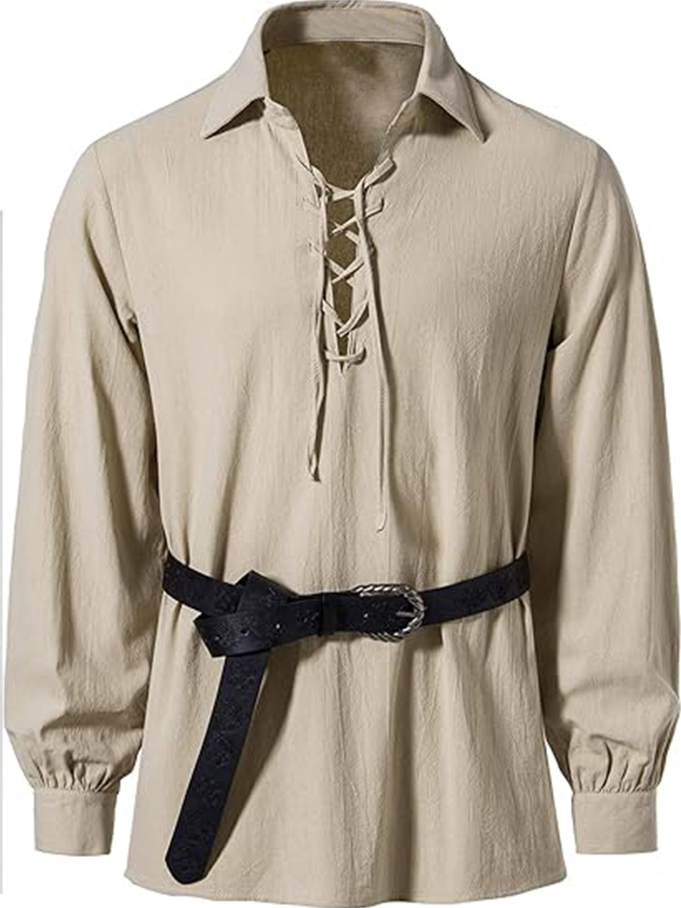 Men Renaissance Viking Pirate  - Medieval Gothic Lace Up Pirate Shirt ulasan dan harga