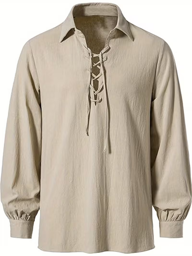Men Renaissance Viking Pirate  - Medieval Gothic Lace Up Pirate Shirt ulasan dan harga