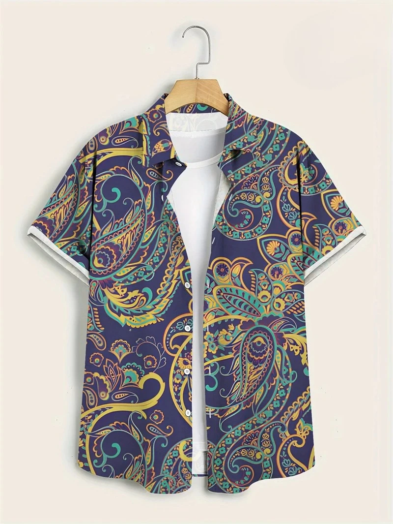 Purple Base Colorful Paisley H - Vintage Hawaiian Floral Shirt ulasan dan harga