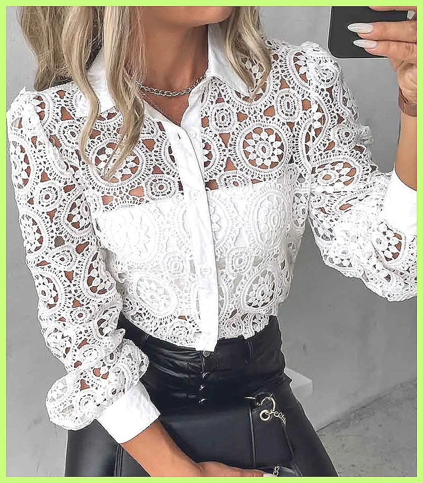2025 Women's White Lace Shirt, - Shirts ulasan dan harga