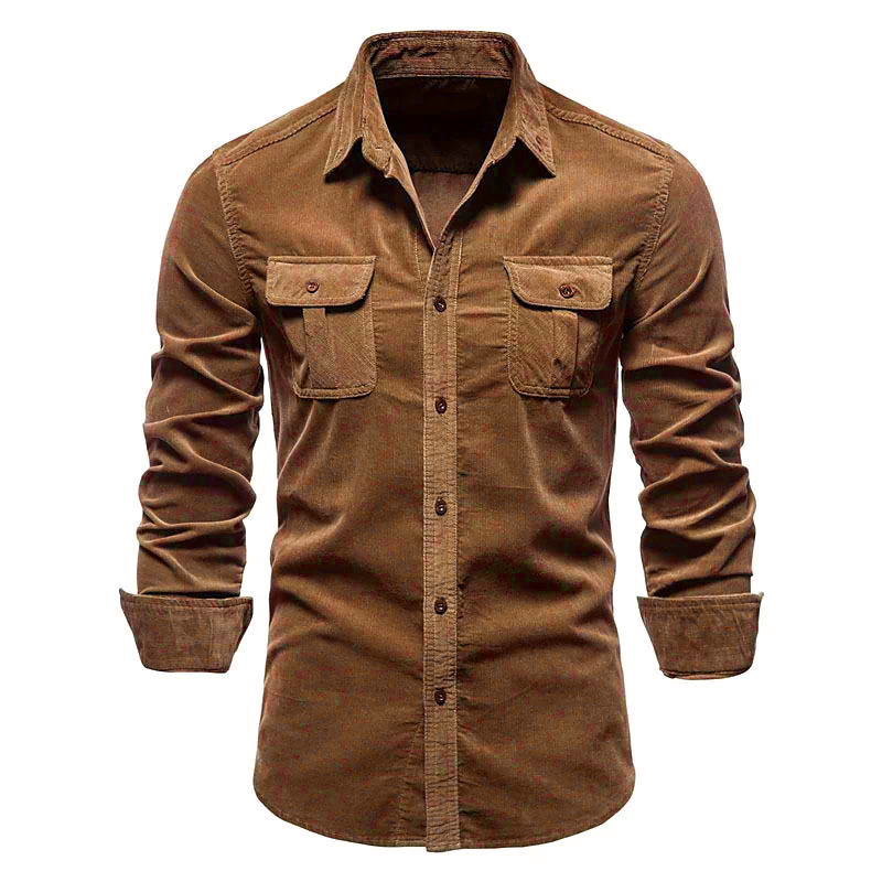 Men's New Corduroy Shirt Cotto - Corduroy Button Up Shirt Men ulasan dan harga