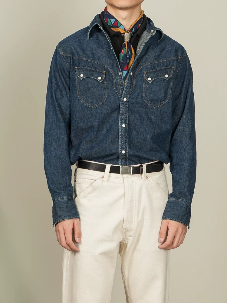 American Vintage Pearl Snap We - Mens Western Denim Pearl Snap Shirt ulasan dan harga