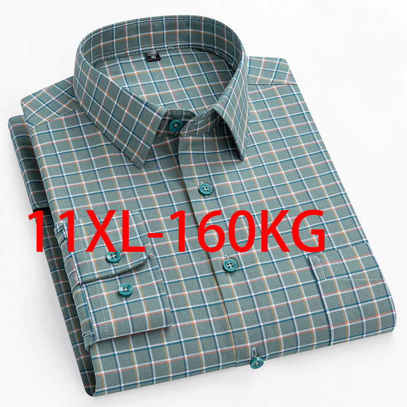 New 11XL 10XL Extra large men' - Oxford Cotton Casual Shirt Business ulasan dan harga