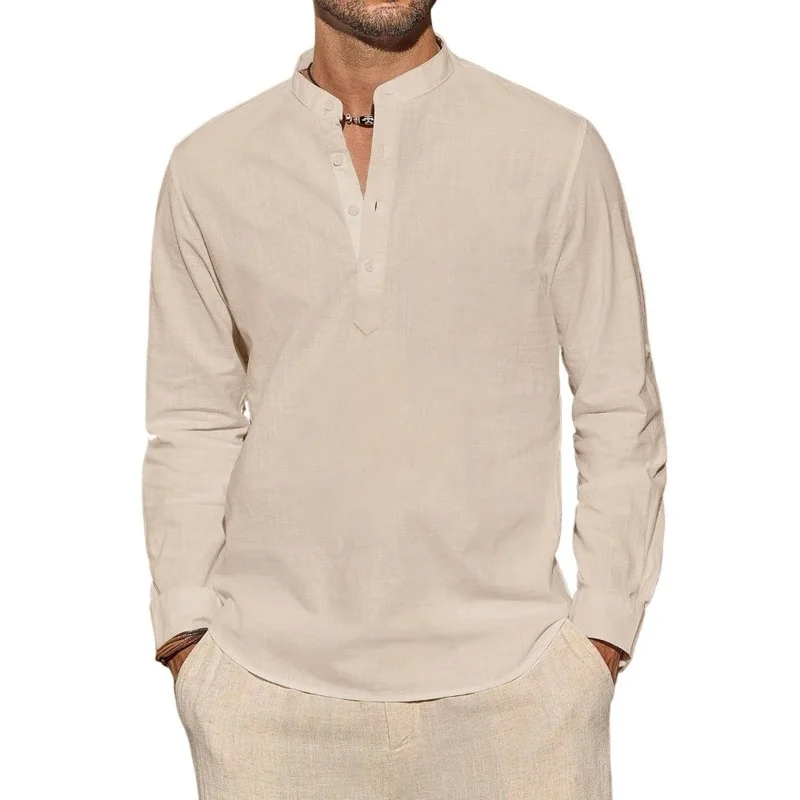 Men's Long Sleeve T-Shirts Cas - Mens Linen Shirt Long Sleeve ulasan dan harga