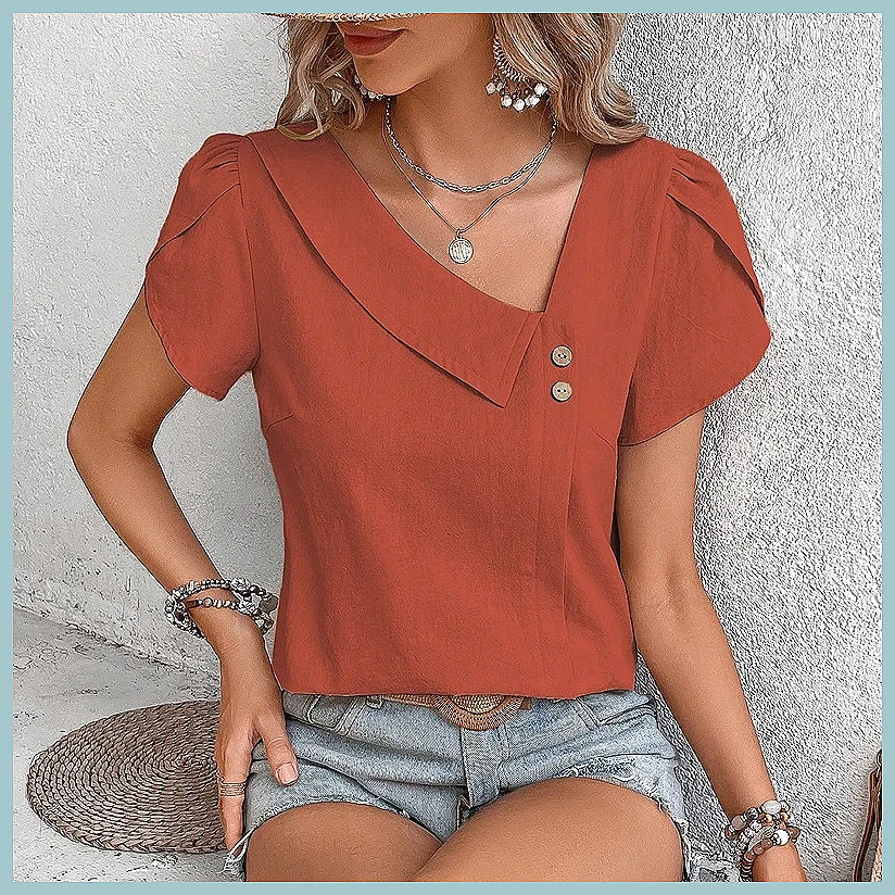 2024 Summer Vintage Solid Colo - Shirts ulasan dan harga