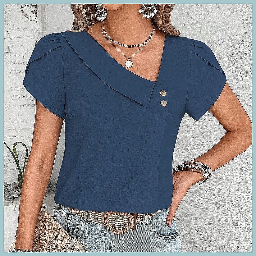2024 Summer Vintage Solid Colo - Shirts ulasan dan harga