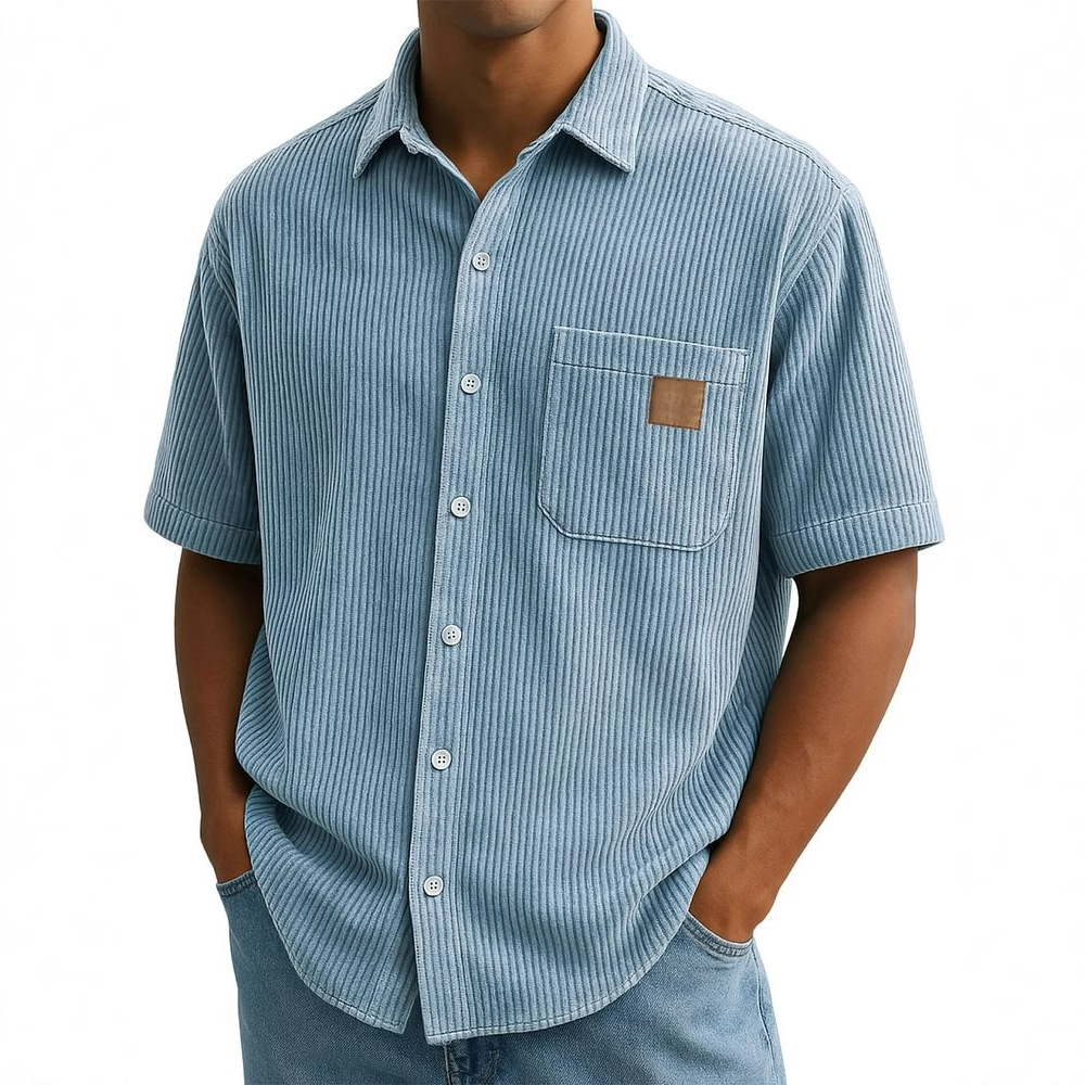 Men's Corduroy Short-Sleeve Sh - Corduroy Button Up Shirt Men ulasan dan harga