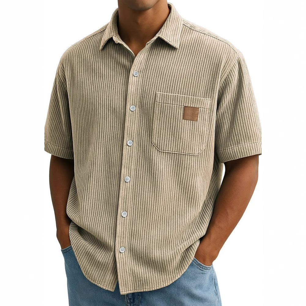 Men's Corduroy Short-Sleeve Sh - Corduroy Button Up Shirt Men ulasan dan harga